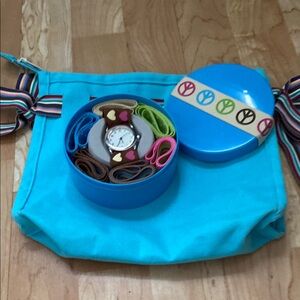 Kids' Blue Watch Set with Interchangeable ribbon Straps